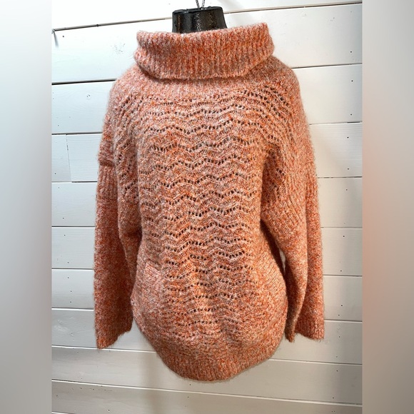 ❣️TRACY REESE Anthropologie - Orange Textured Turtleneck Sweater - Size S - Picture 4 of 9